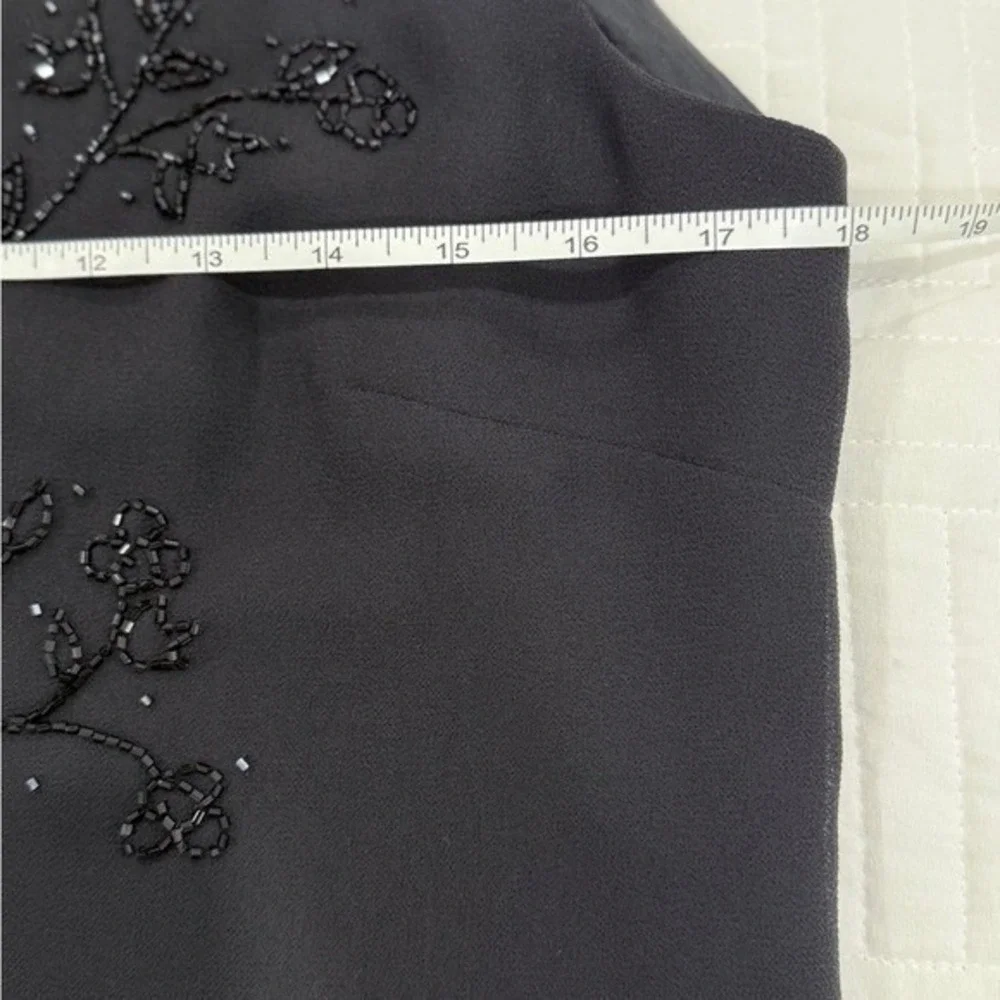 After Dark Black Beaded Floral Sleeveless Blouse Top P1823 Mens Size M - Picture 5 of 8